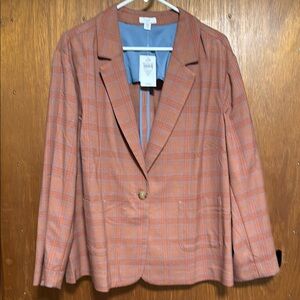 Women's Plaid Blazer in Orange by J Jill